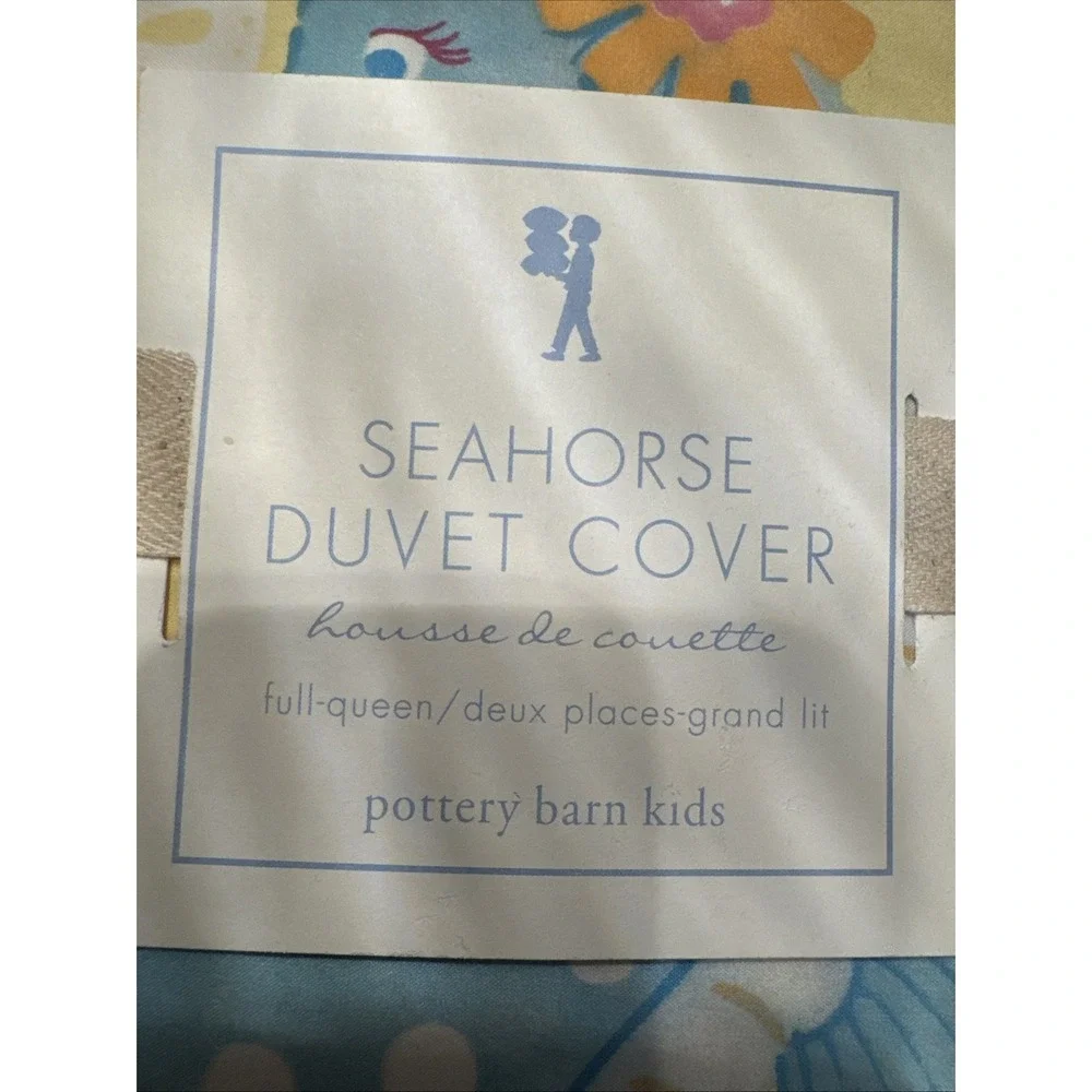Pottery Barn Kids Seahorse Duvet Full Queen Organic Cotton Starfish Beach House
